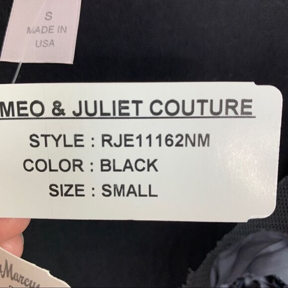 Romeo & Juliet Couture Black Knit Tunic/Dress w/Floral Appliqué Chiffon‎ Hem NWT - Picture 6 of 9